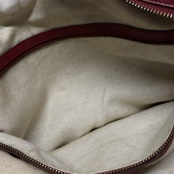 Auth GUCCI Miss GG/GG 323675 Dark Brown Beige Red Jacquard Leather Handbag - Picture 14 of 16